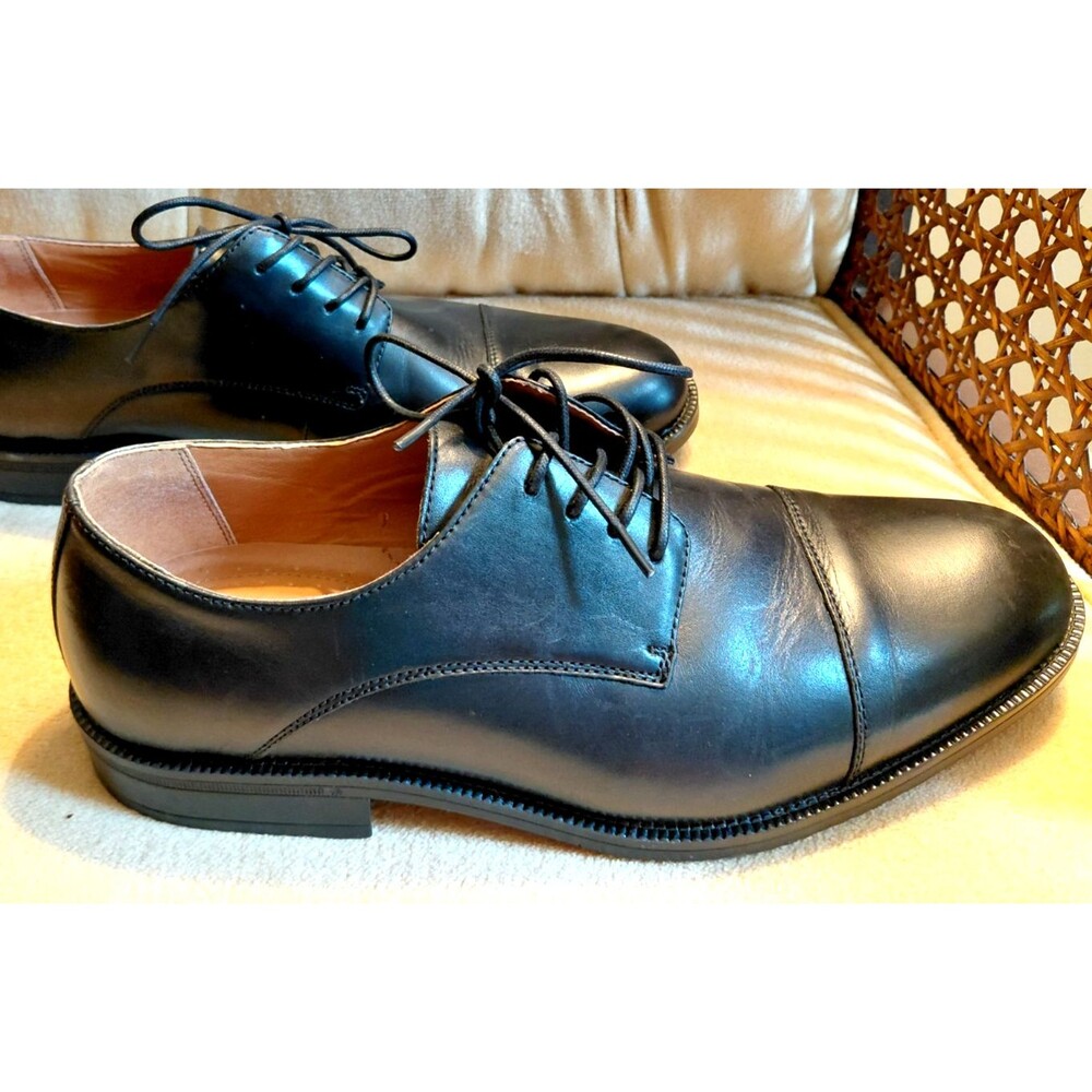 G.H. Bass & Co Men’s 10.5W Black Leather Cap Toe Cleaver Oxford Dress Shoes